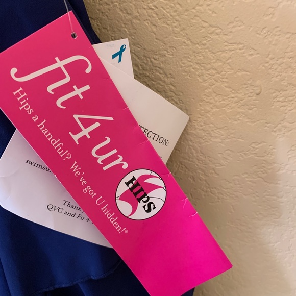 Fit 4U Hips QVC Size 12 Swimsuit Romper Royal Blue Ruffled Front New With Tags - Picture 4 of 4